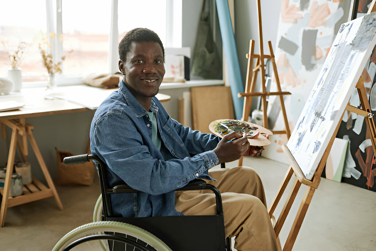Creative Disabled Person Unable to Perform Manual Labor Forced to ...